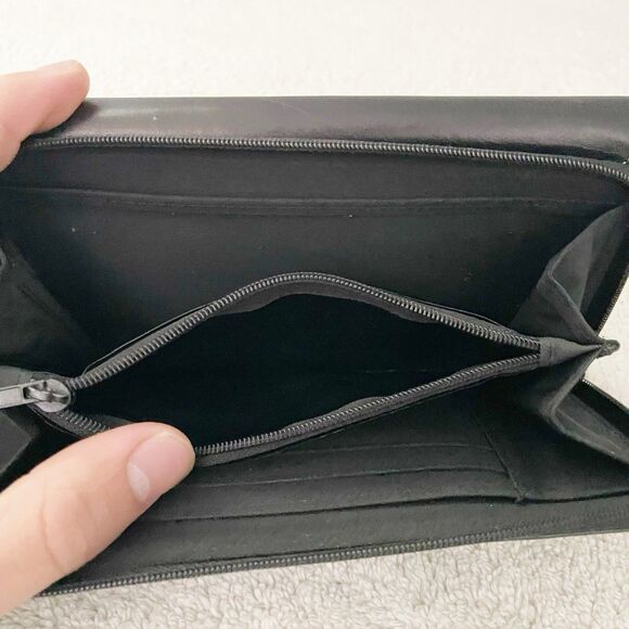 Dopp Black Leather Wallet Silver Snap Designer Old Money Chic - Picture 12 of 15